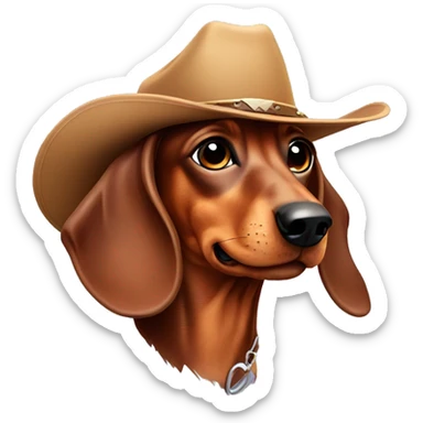 Dachshund dog with a cowboy hat sticker