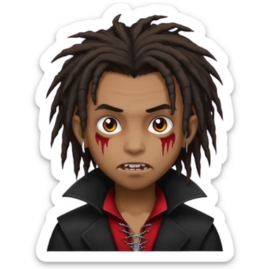 Young, cute, Brown skin Boy, vampire, messy dreadlocks, emo sticker