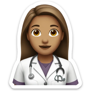 Nurse with long brown hair sticker