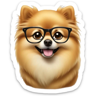 Clever Pomeranian  in glasses with books sticker