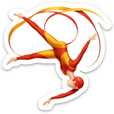 A dynamic emblem symbolizing acrobatic sports, featuring an abstract representation of an acrobat mid-performance, performing a graceful flip or aerial pose. The emblem should incorporate sleek lines and shapes that evoke motion and precision, with a clean, professional look. sticker