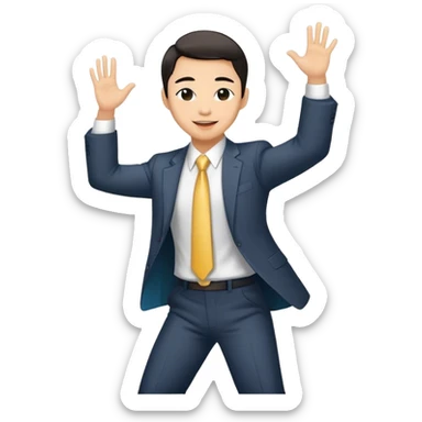 Asian lawyer dancing. sticker