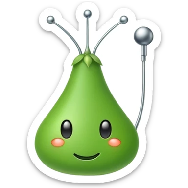 green pea in the style of reddit logo snoo with antenna sticker