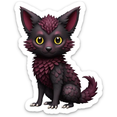 Cute cool realistic black Trico-hybrid-creature dark burgundy (full body) sticker