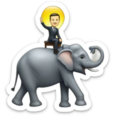Volodymyr Zelensky on an elephant sticker