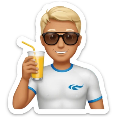 A man drinking surf Excel direct from the packet with straw sticker