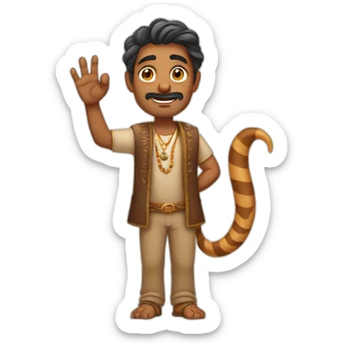 sassy indian man raising a hand with a cat claw sticker