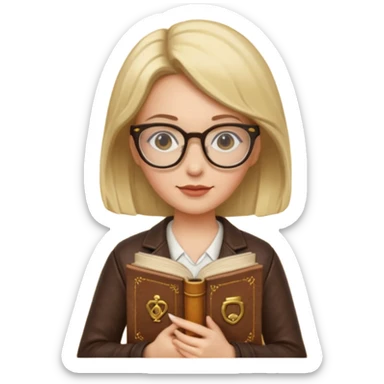 Book Collector — woman + old tome + glasses sticker