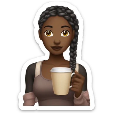 Black girl with braids, a crop top and drinking tea sticker