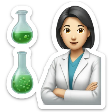 Female asian biologist sticker