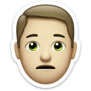 A tired face with half-closed, dark-circled eyes, slightly green cheeks for nausea, a sweat drop or swirls for dizziness, and one hand on the forehead to show a headache or hangover 
  sticker