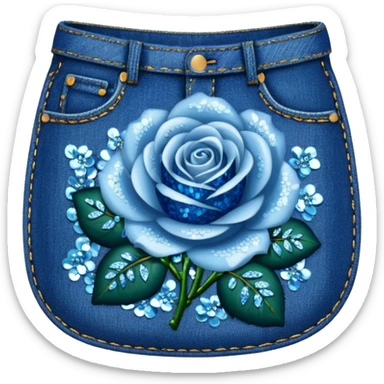 Sequin roses in a denim pocket sticker