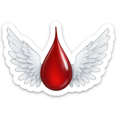 Blood drop with white wings sticker