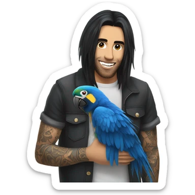 Ronnie Radke with blue macaw daisy sticker