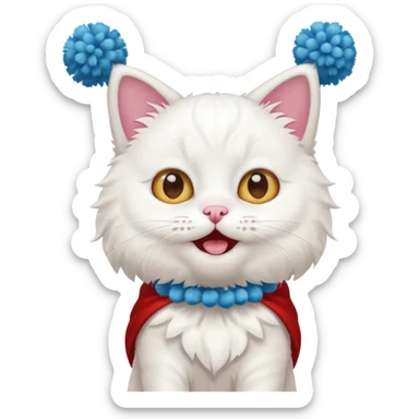 cheerleading white cat with pom pom sticker