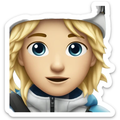 a 14 year old blond boy who hurts his knees while skiing sticker