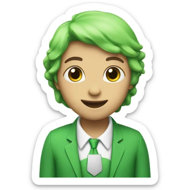 Combination of green heart and birthday cake and bud sticker