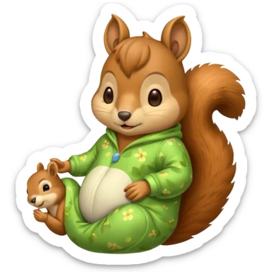 squirrel in acorn pajama suit snoring sticker
