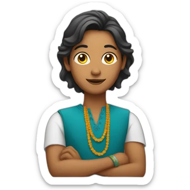 indian gender neutral person with an idea sticker