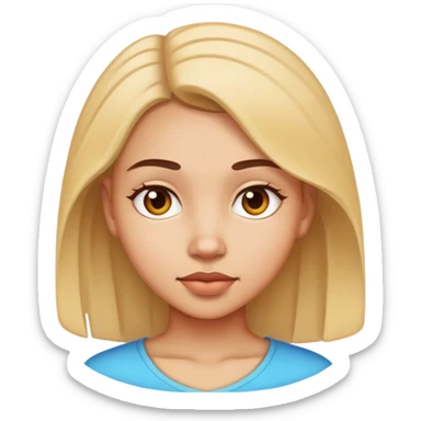 A girl with a prominent feature sticker