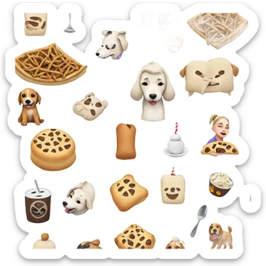 cozy snack time with dog sticker