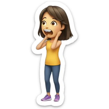 Girl opening mouth and stretching toung out sticker