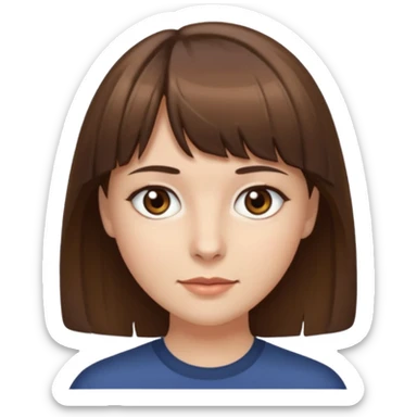 Açık tenli kısa orta saçlı kahküllü açık kahve göz kahverengi kaş sticker