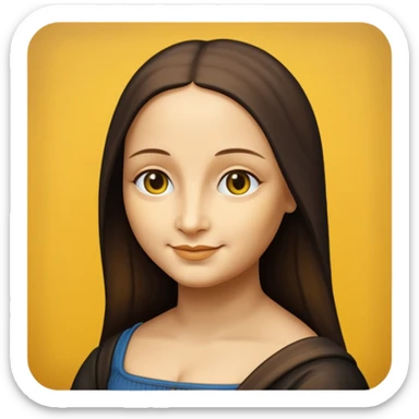 Mona Lisa, simplified, iconic, yellow face, subtle smile sticker