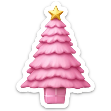 Pastel pink Christmas tree with pink gift sticker