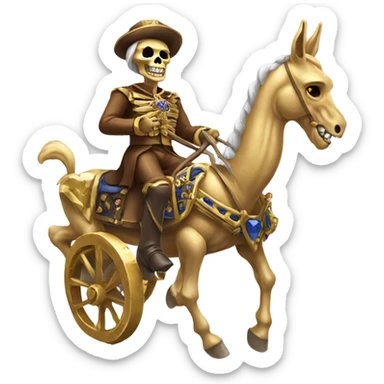 royal Golden skeleton riding donkey sticker