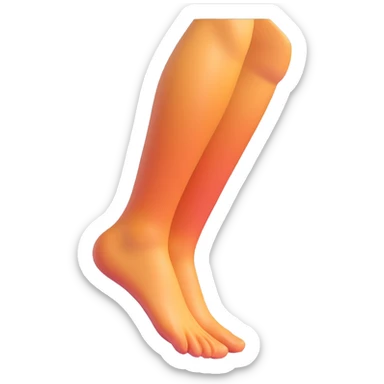 Make a leg emoji that looks exactly like the reference image, in iOS emoji style. 3D, shiny, smooth gradients, soft shadows, realistic leg and foot, classic emoji look. Add a subtle highlight to the shin. sticker