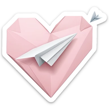 Pale pink heart and paper airplane sticker