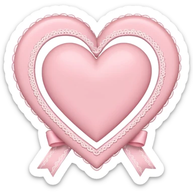 cute baby pink colored heart with lace trimming and with a lace ribbon on the top left, tilted a bit sticker