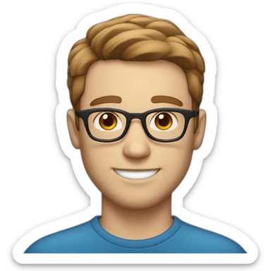 blue eyed man with glasses ligth skinned and brown hair sticker