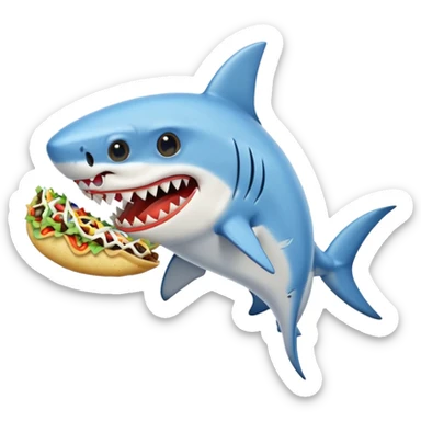 shark wearing a white dress eating a taco sticker