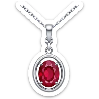 silver chain with a ruby pendant, undulating like moonlit water sticker