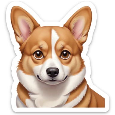 Cinematic Meme-Worthy Grumpy Fawn Corgi Portrait Emoji, Head held high but eyes filled with dramatic disappointment, smooth fawn fur with striking white patches, deeply furrowed brow forming an unmistakable scowl, ears slightly angled back in disapproval, piercing brown eyes glaring with pure exasperation, Simplified yet hilariously over-exaggerated features, highly detailed, glowing with an aura of supreme annoyance, high shine, exhausted yet judgmental, stylized with an almost regal pettiness, bright but brooding, soft glowing outline, capturing the essence of a herder that has seen it all and is thoroughly unimpressed, so meme-worthy it feels like it could instantly become the next viral sensation of grumpiness! sticker