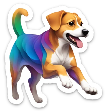 Vector art of a dog running made of vector multicoloured gradient shapes abstract shapes vector art sticker