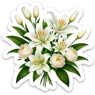 bouquet of flowers white lilies, peonies and bush roses sticker