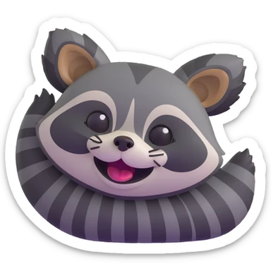 raccoon rolling on back, laughing with tears, playful and energetic sticker