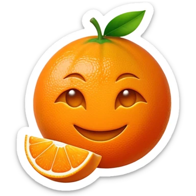 Cinematic Realistic Orange Emoji, Juicy and vibrant, with a bright, glossy skin that gleams in the light, revealing a slight texture from the natural pith. The orange segments peek through as the fruit radiates refreshing energy. Soft glowing outline, capturing the essence of a sweet, zesty burst of flavor in a perfect orange! sticker