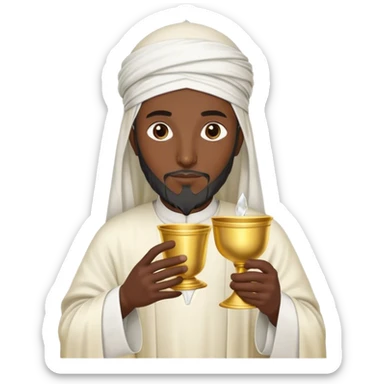 A 13th century muslim imam holding a gold water cup sticker
