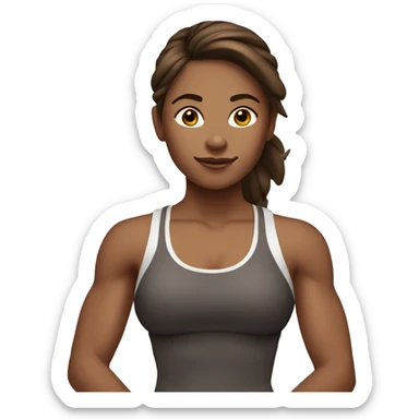 Fitness girl brown hair sticker