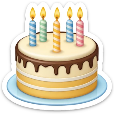 un gateau d'anniversaire dessiner au trait de couleur blanc sticker