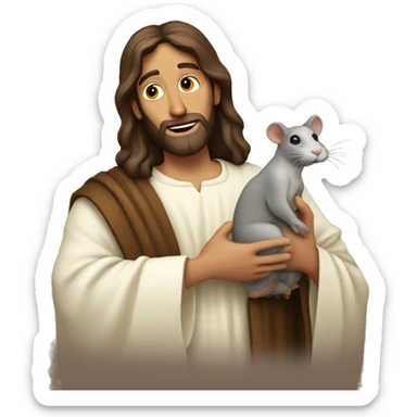 Jesus holding a rat sticker