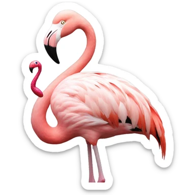 flamingo holding a berr sticker