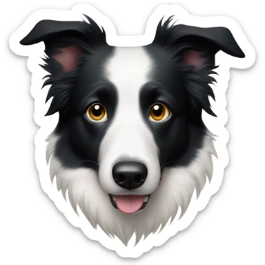 white border collie with black spot on half of the face and one eye sticker