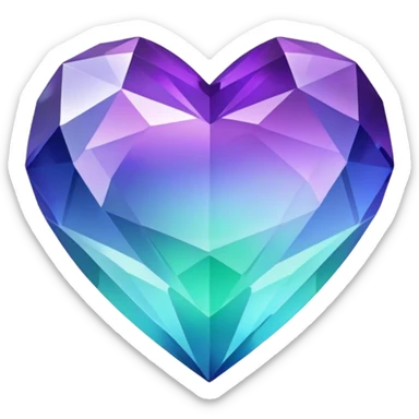 Gradient purple indigo blue cyan green crystal heart sticker