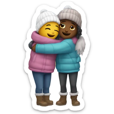 2 best friends hugging in the winter sticker