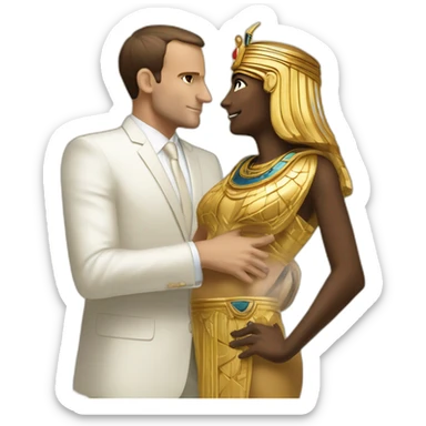 macron tombe amoureux d'une momie pharaonique sticker